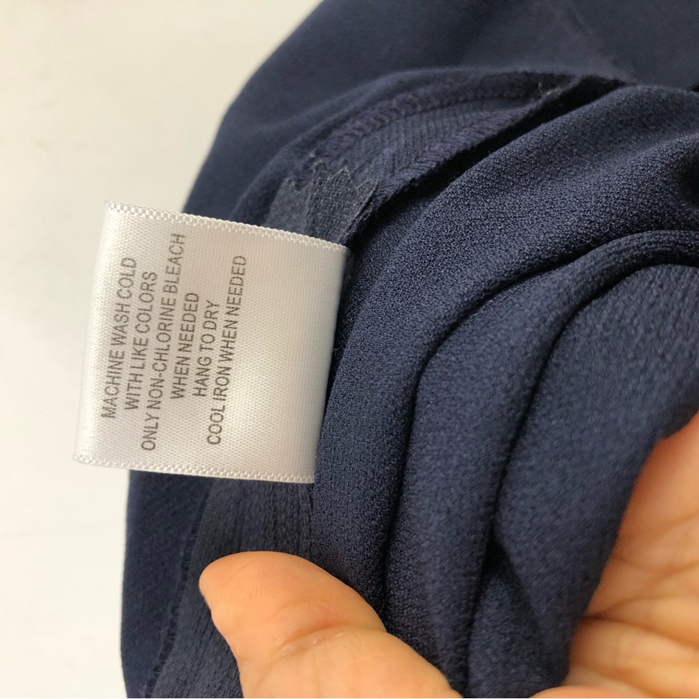 ModCloth Women Pants Cambridge Wide Leg High Rise Trousers Sz L Navy Academia - Picture 9 of 9